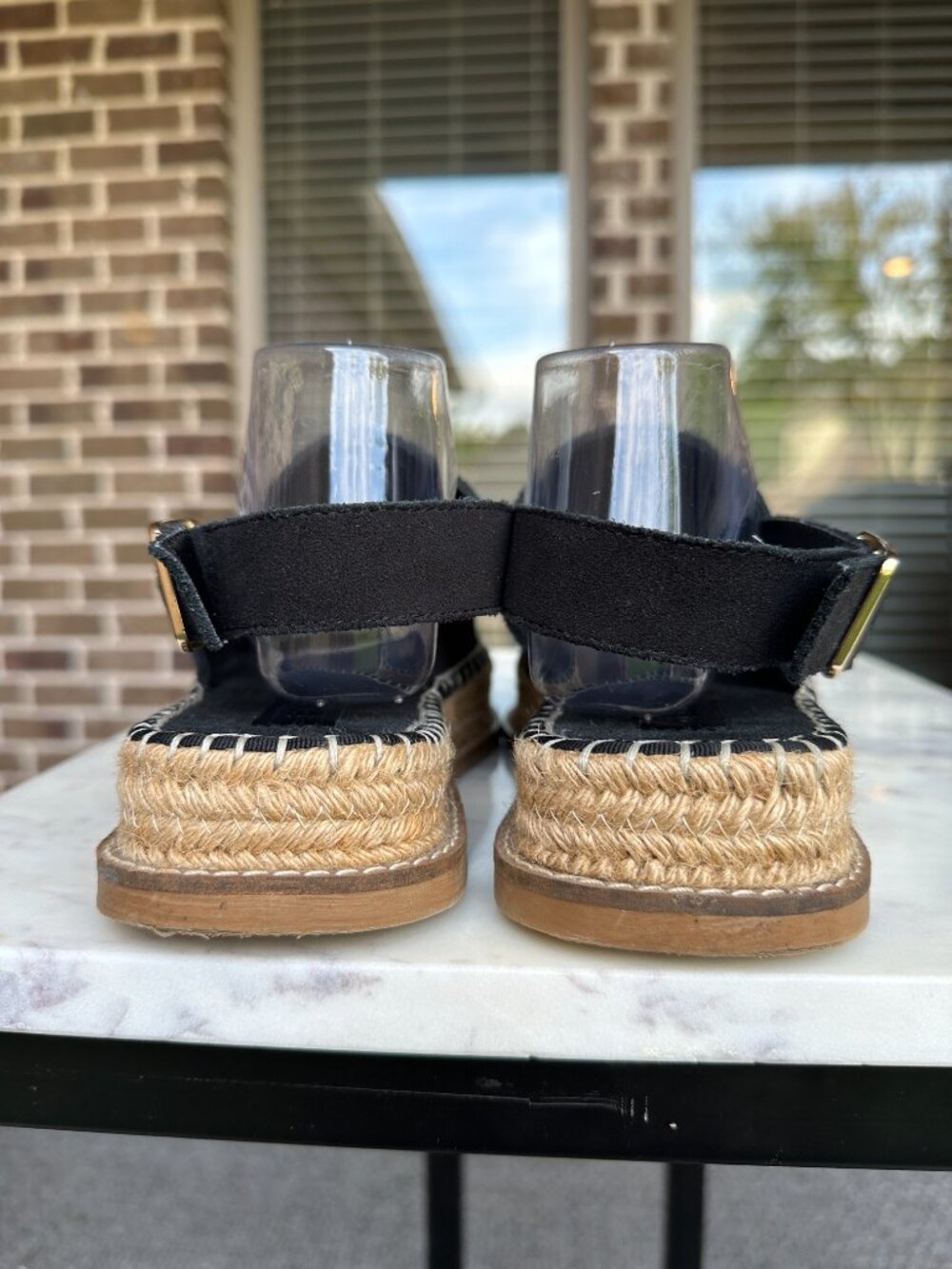 ASOS Hannah Wide Fit Espadrille Platform Sandals Black Ankle Strap Size 7/8 W - Picture 10 of 16